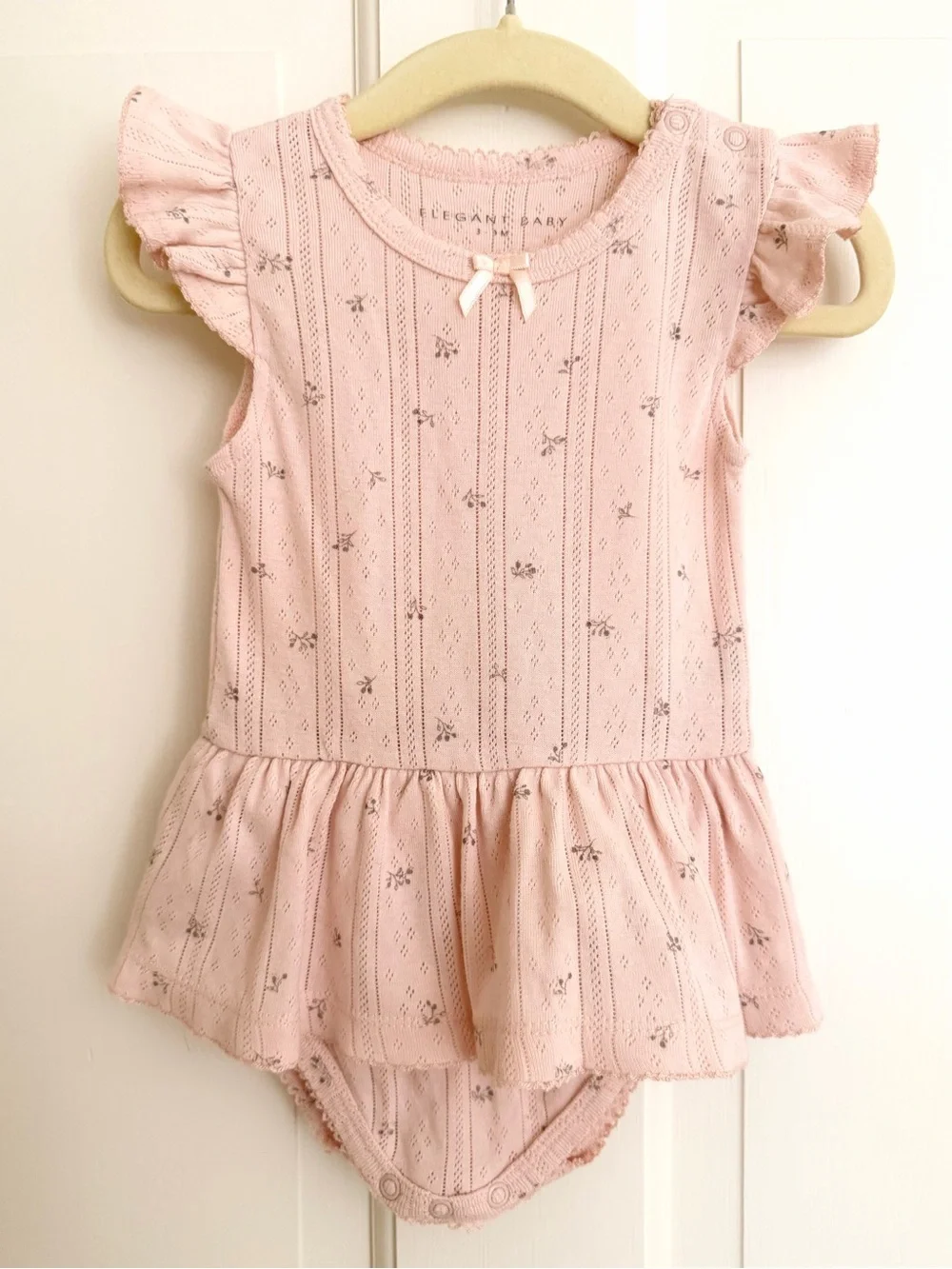 Elegant Baby Blush Floral Pointelle Bubble Romper